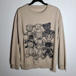 SHEIN Men's Sweatshirt Beige and Black- Size Large